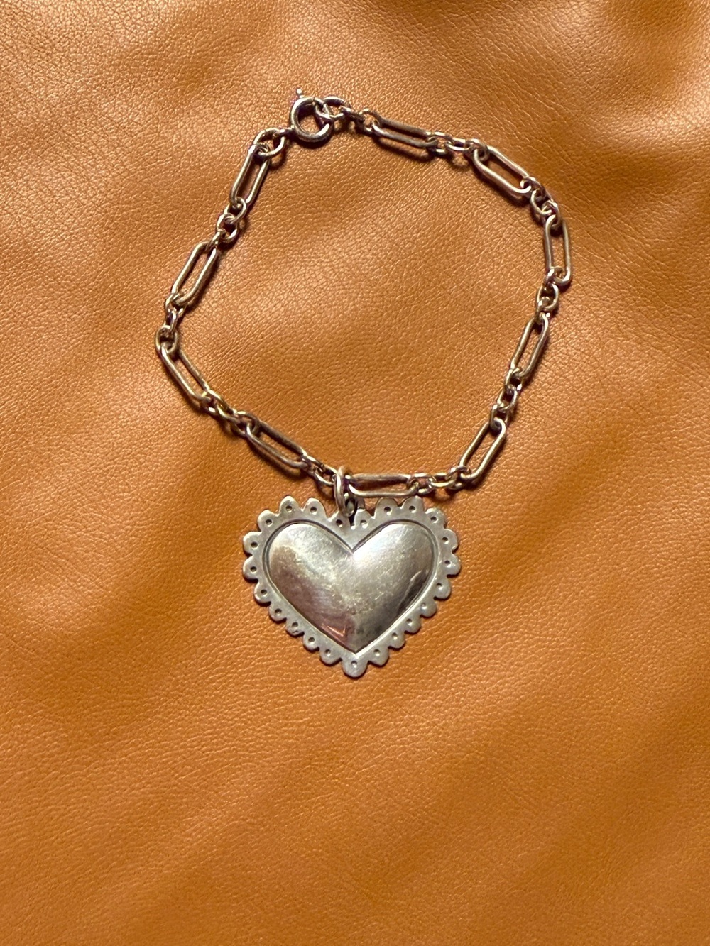 Vintage Jeep Collins Sterling Silver Puffy Heart Bracelet - Picture 2 of 5